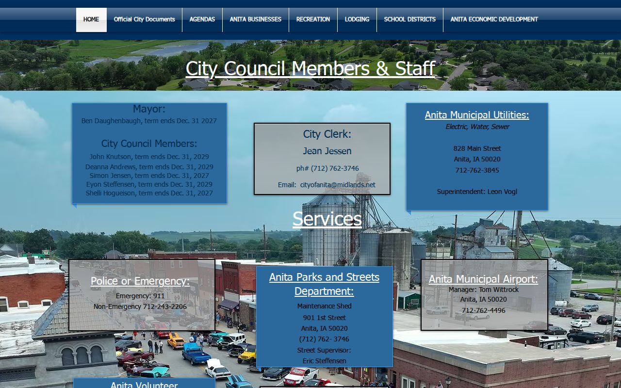 Official Anita city source for Anita recent arrest and police routing